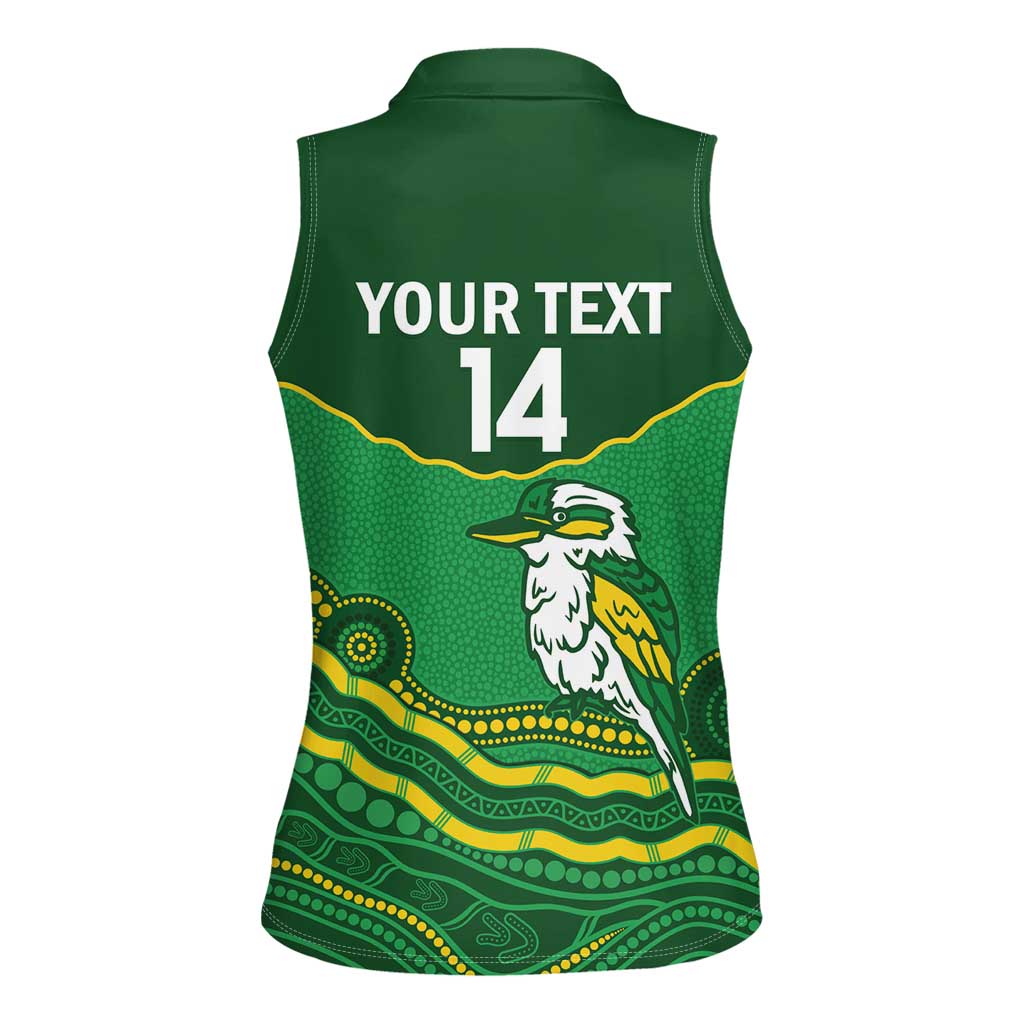 Custom Australia Kookaburras Women Sleeveless Polo Shirt Indigenous Art