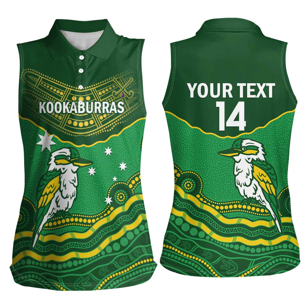 Custom Australia Kookaburras Women Sleeveless Polo Shirt Indigenous Art