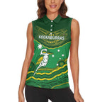 Custom Australia Kookaburras Women Sleeveless Polo Shirt Indigenous Art