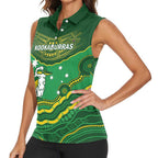 Custom Australia Kookaburras Women Sleeveless Polo Shirt Indigenous Art