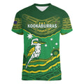 Custom Australia Kookaburras Women V-Neck T-Shirt Indigenous Art