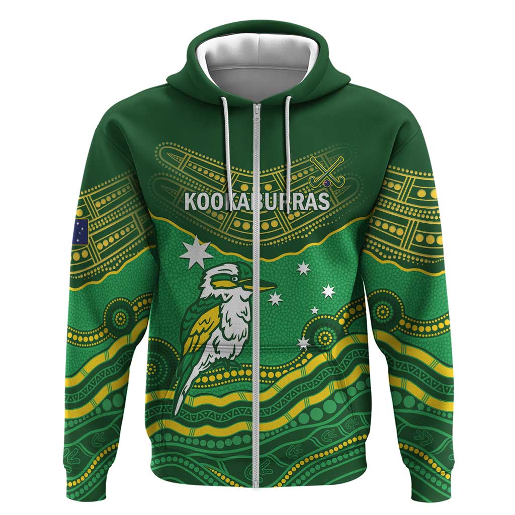 Custom Australia Kookaburras Zip Hoodie Indigenous Art