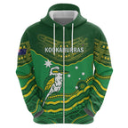 Custom Australia Kookaburras Zip Hoodie Indigenous Art