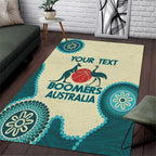 Custom Australia Boomers Area Rug Aboriginal With Marble Pattern - Cyan