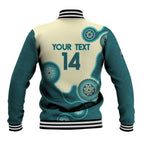 Custom Australia Boomers Baseball Jacket Aboriginal With Marble Pattern - Cyan