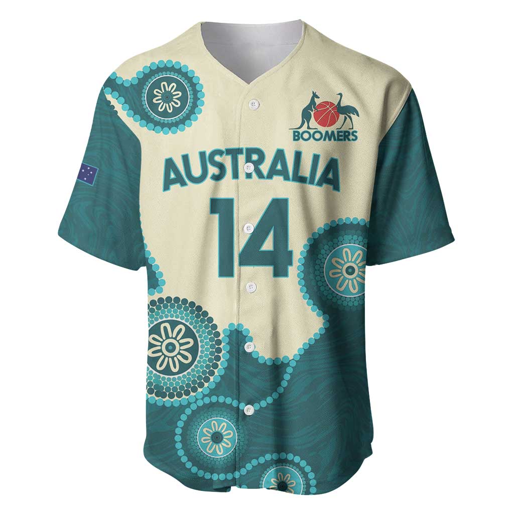 Custom Australia Boomers Baseball Jersey Aboriginal With Marble Pattern - Cyan
