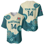 Custom Australia Boomers Baseball Jersey Aboriginal With Marble Pattern - Cyan