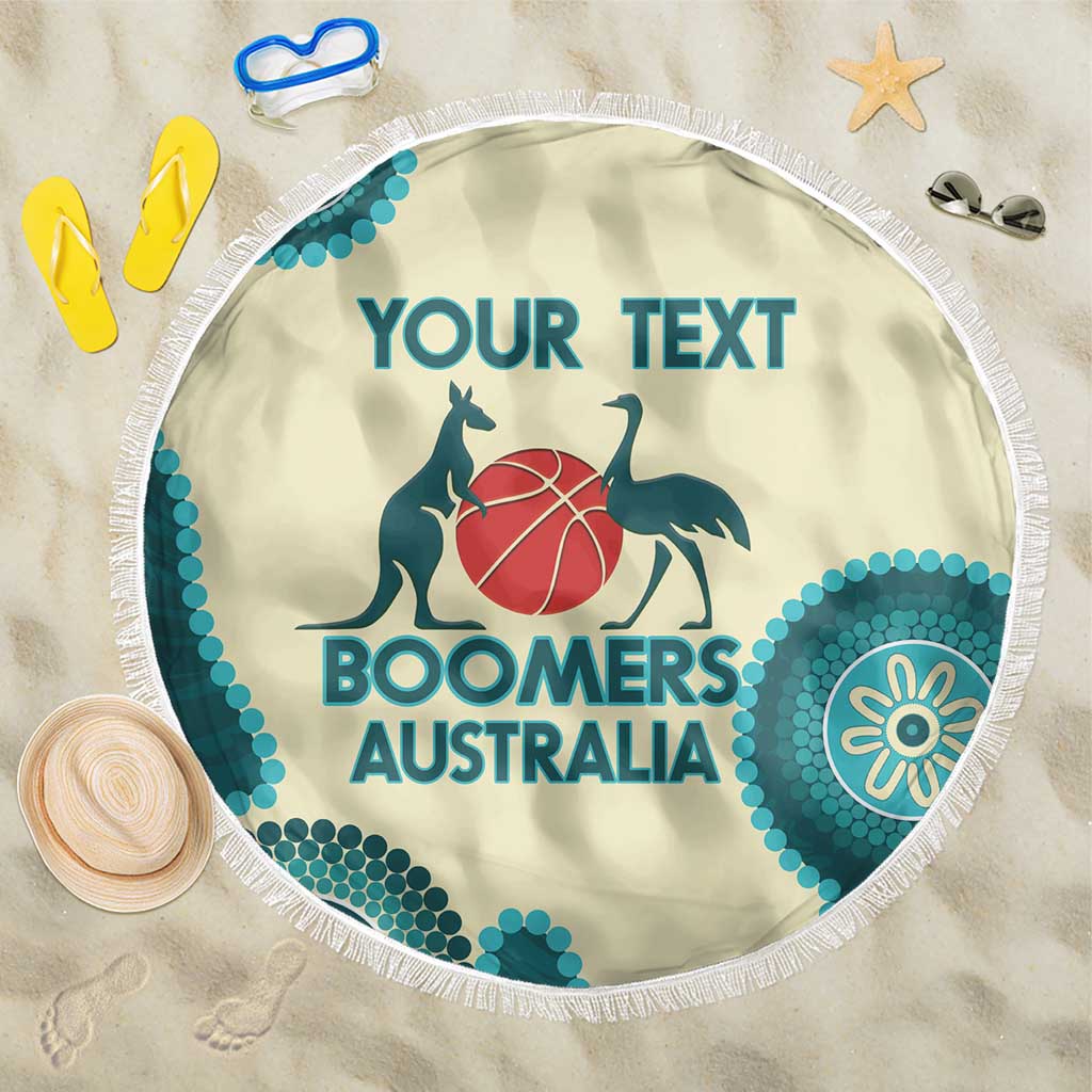 Custom Australia Boomers Beach Blanket Aboriginal With Marble Pattern - Cyan