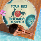 Custom Australia Boomers Beach Blanket Aboriginal With Marble Pattern - Cyan