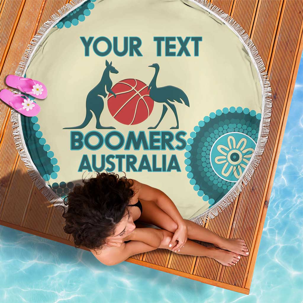 Custom Australia Boomers Beach Blanket Aboriginal With Marble Pattern - Cyan