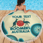 Custom Australia Boomers Beach Blanket Aboriginal With Marble Pattern - Cyan
