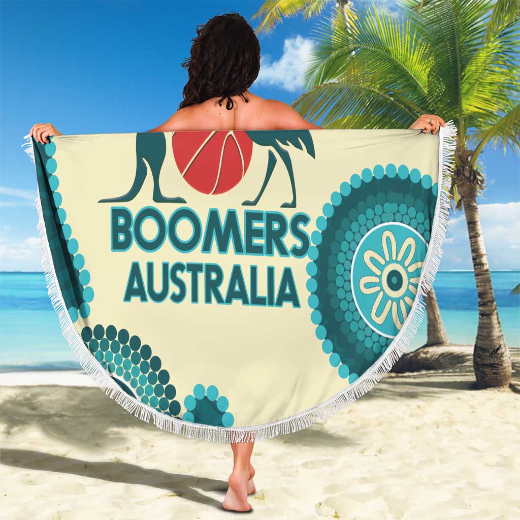 Custom Australia Boomers Beach Blanket Aboriginal With Marble Pattern - Cyan