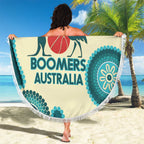 Custom Australia Boomers Beach Blanket Aboriginal With Marble Pattern - Cyan