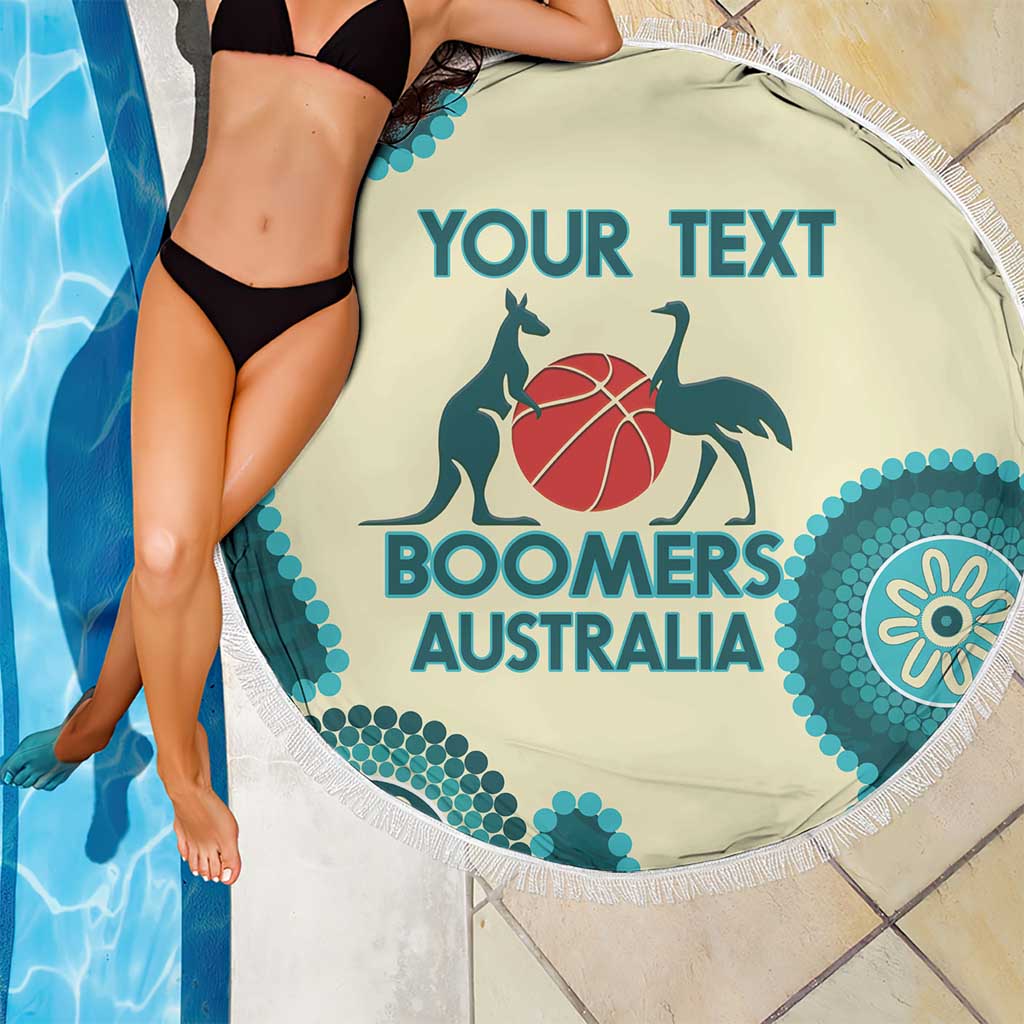 Custom Australia Boomers Beach Blanket Aboriginal With Marble Pattern - Cyan