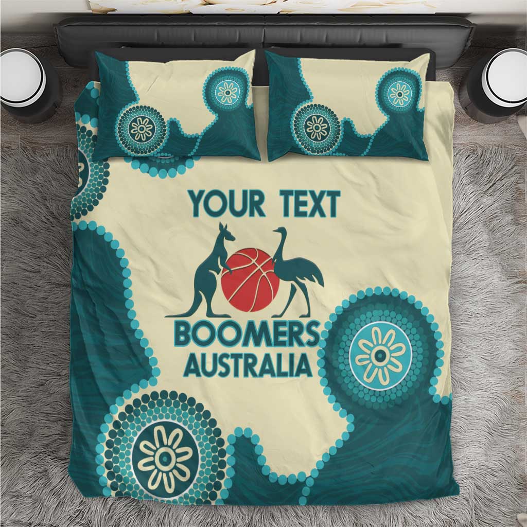 Custom Australia Boomers Bedding Set Aboriginal With Marble Pattern - Cyan
