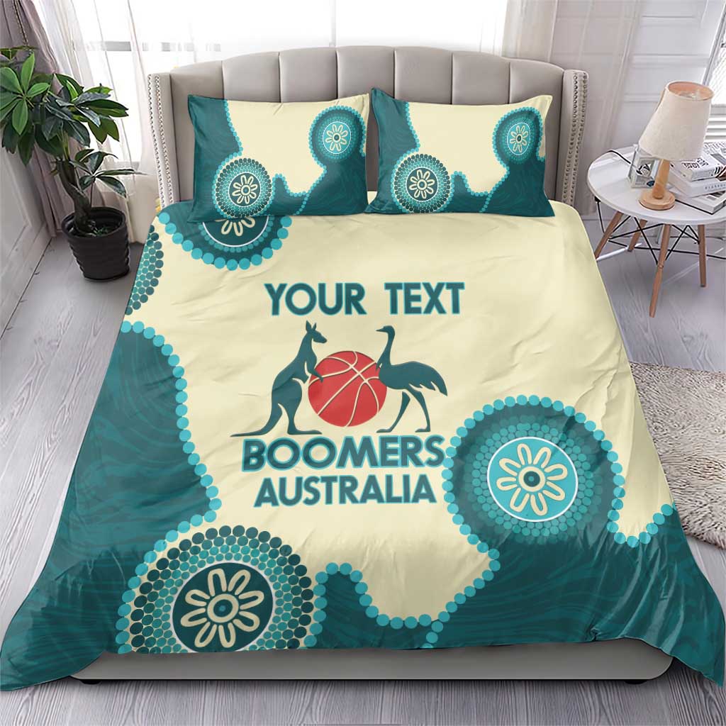 Custom Australia Boomers Bedding Set Aboriginal With Marble Pattern - Cyan