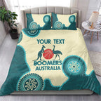 Custom Australia Boomers Bedding Set Aboriginal With Marble Pattern - Cyan
