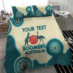 Custom Australia Boomers Bedding Set Aboriginal With Marble Pattern - Cyan