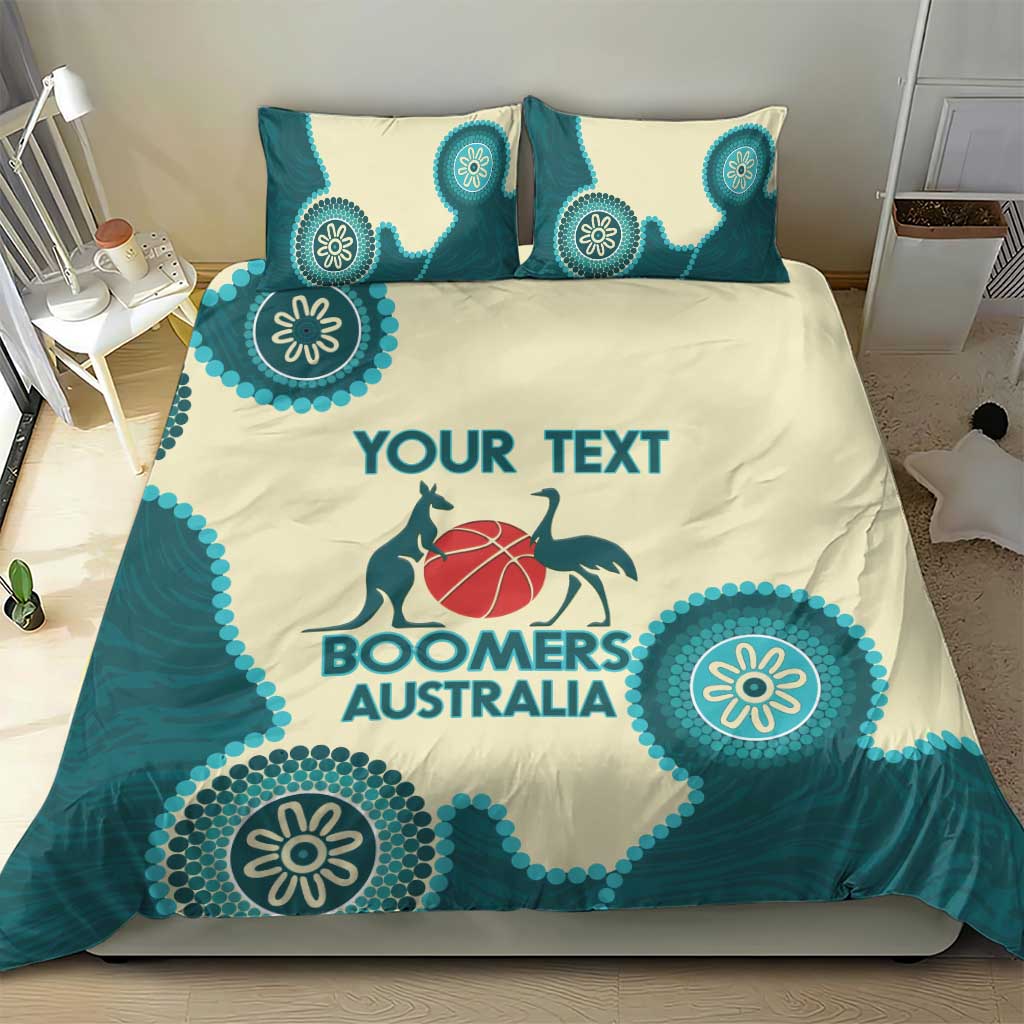 Custom Australia Boomers Bedding Set Aboriginal With Marble Pattern - Cyan
