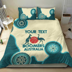 Custom Australia Boomers Bedding Set Aboriginal With Marble Pattern - Cyan
