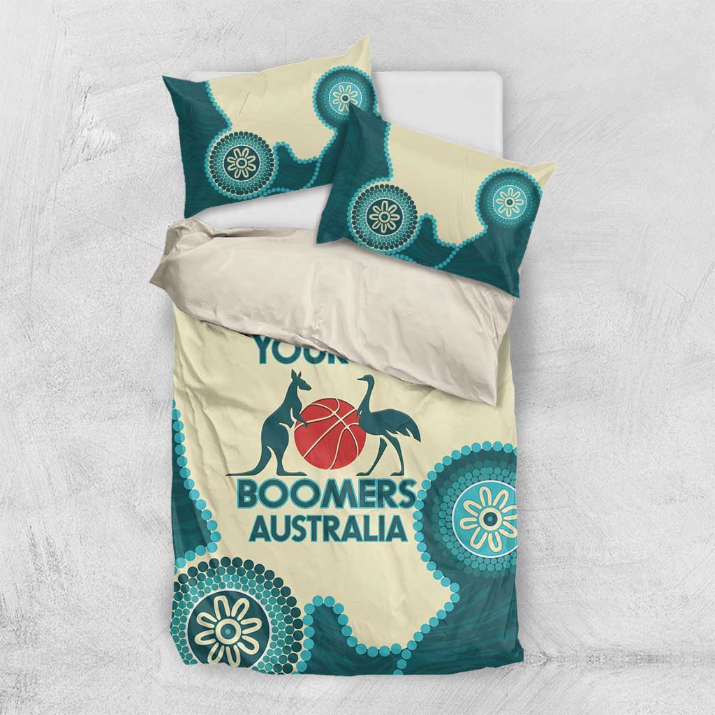 Custom Australia Boomers Bedding Set Aboriginal With Marble Pattern - Cyan