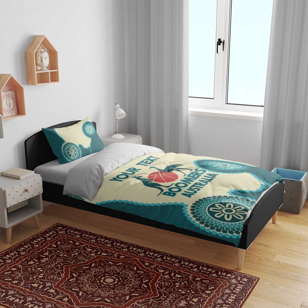 Custom Australia Boomers Bedding Set Aboriginal With Marble Pattern - Cyan