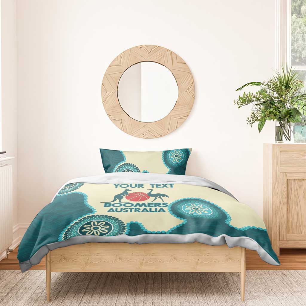 Custom Australia Boomers Bedding Set Aboriginal With Marble Pattern - Cyan