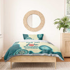 Custom Australia Boomers Bedding Set Aboriginal With Marble Pattern - Cyan