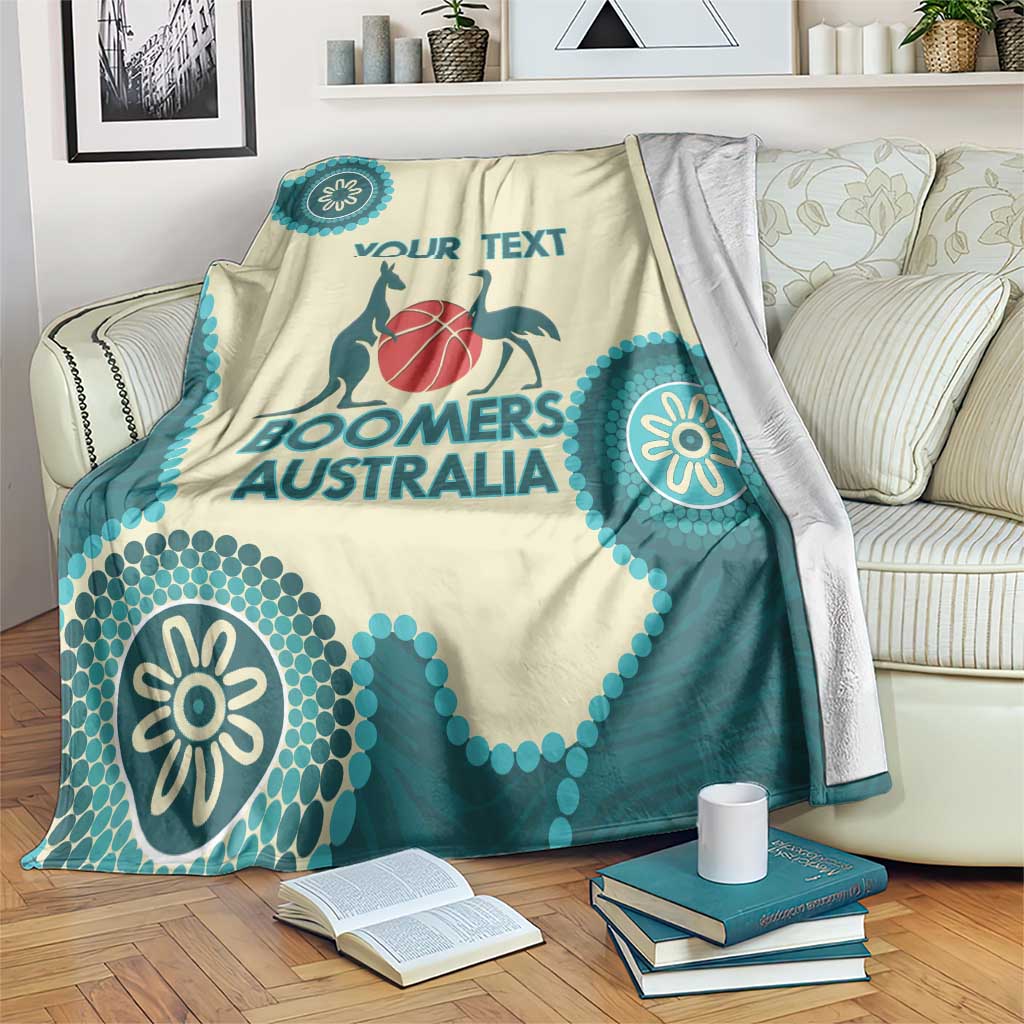 Custom Australia Boomers Blanket Aboriginal With Marble Pattern - Cyan