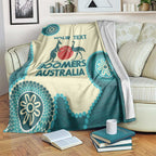 Custom Australia Boomers Blanket Aboriginal With Marble Pattern - Cyan