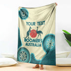 Custom Australia Boomers Blanket Aboriginal With Marble Pattern - Cyan