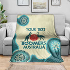 Custom Australia Boomers Blanket Aboriginal With Marble Pattern - Cyan