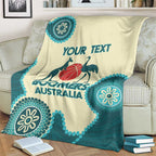 Custom Australia Boomers Blanket Aboriginal With Marble Pattern - Cyan