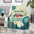 Custom Australia Boomers Blanket Aboriginal With Marble Pattern - Cyan