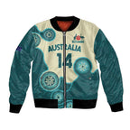 Custom Australia Boomers Bomber Jacket Aboriginal With Marble Pattern - Cyan