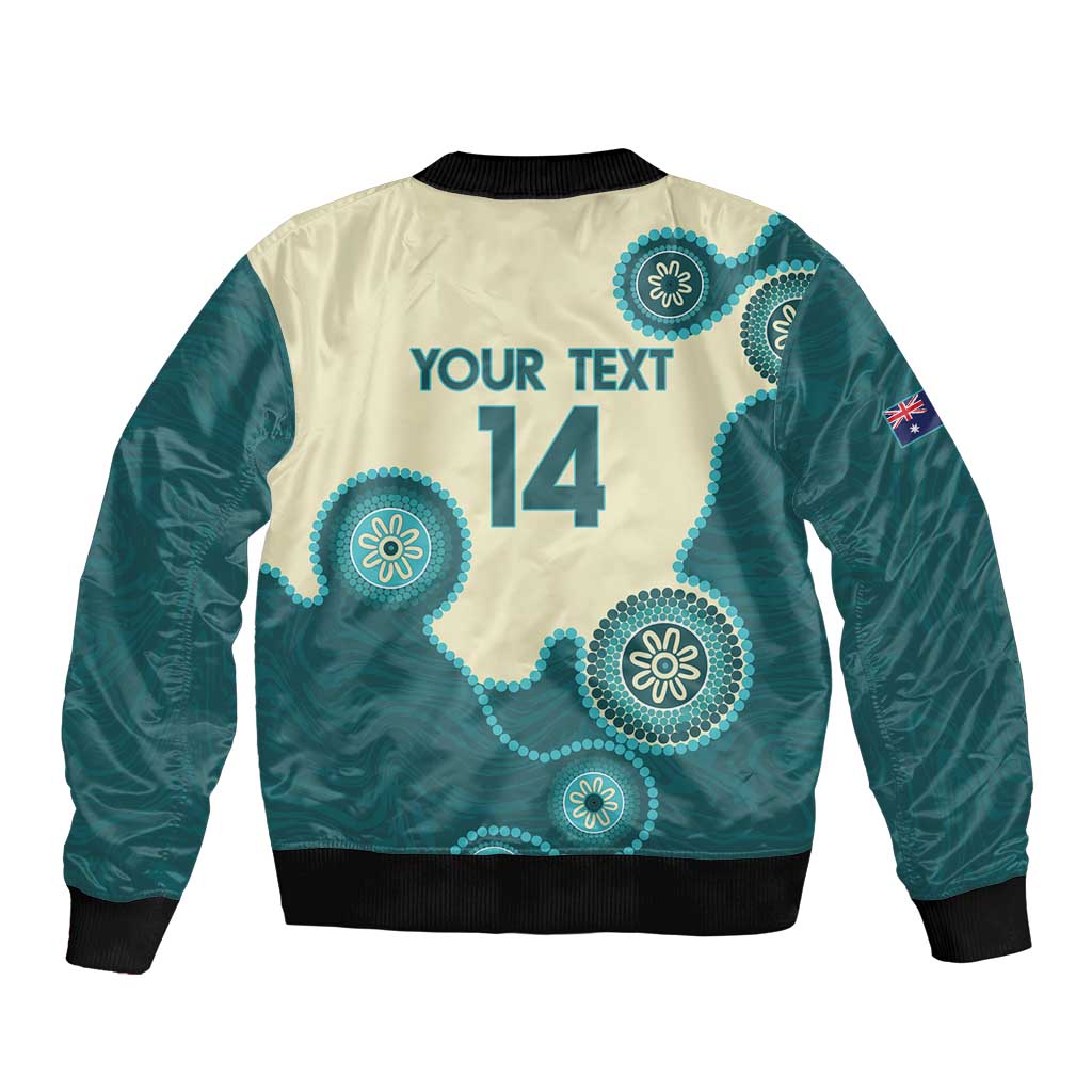 Custom Australia Boomers Bomber Jacket Aboriginal With Marble Pattern - Cyan