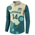 Custom Australia Boomers Button Sweatshirt Aboriginal With Marble Pattern - Cyan