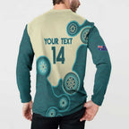 Custom Australia Boomers Button Sweatshirt Aboriginal With Marble Pattern - Cyan
