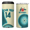 Custom Australia Boomers 4 in 1 Can Cooler Tumbler Aboriginal With Marble Pattern - Cyan