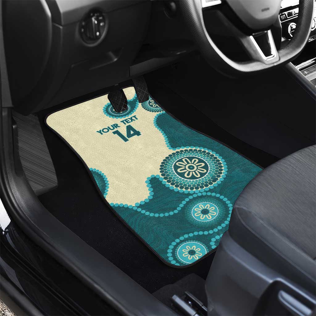 Custom Australia Boomers Car Mats Aboriginal With Marble Pattern - Cyan