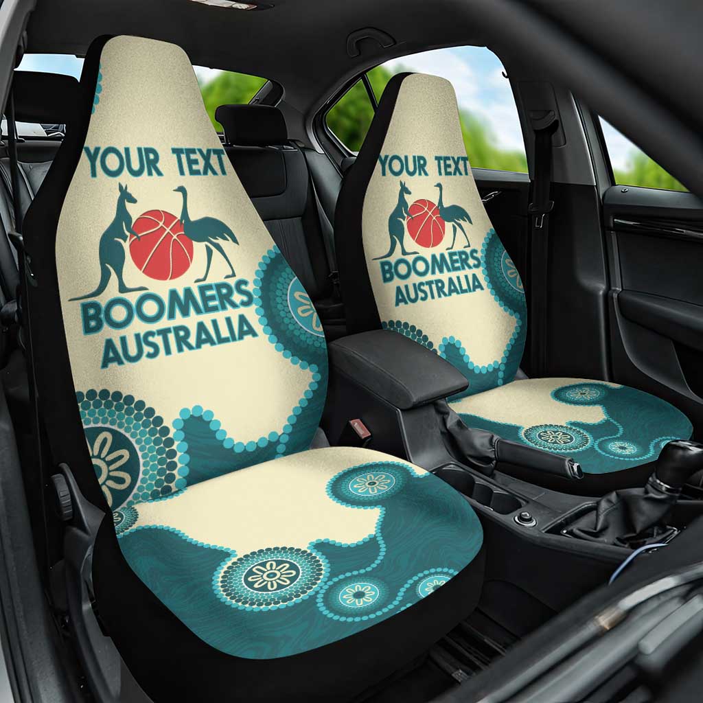 Custom Australia Boomers Car Seat Cover Aboriginal With Marble Pattern - Cyan
