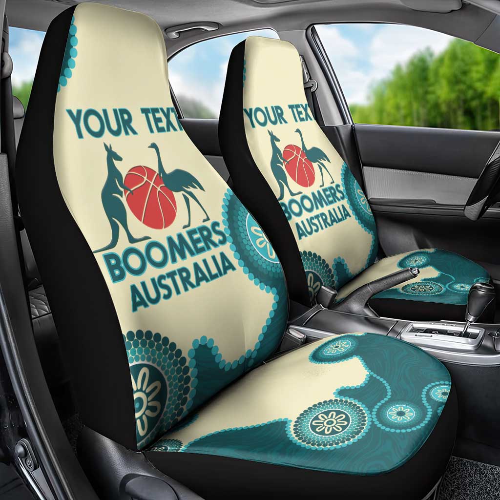 Custom Australia Boomers Car Seat Cover Aboriginal With Marble Pattern - Cyan
