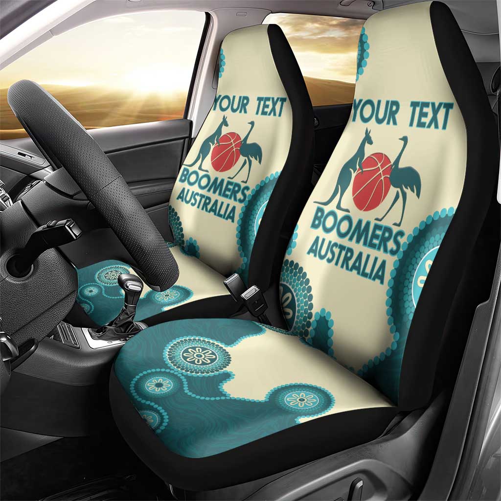 Custom Australia Boomers Car Seat Cover Aboriginal With Marble Pattern - Cyan