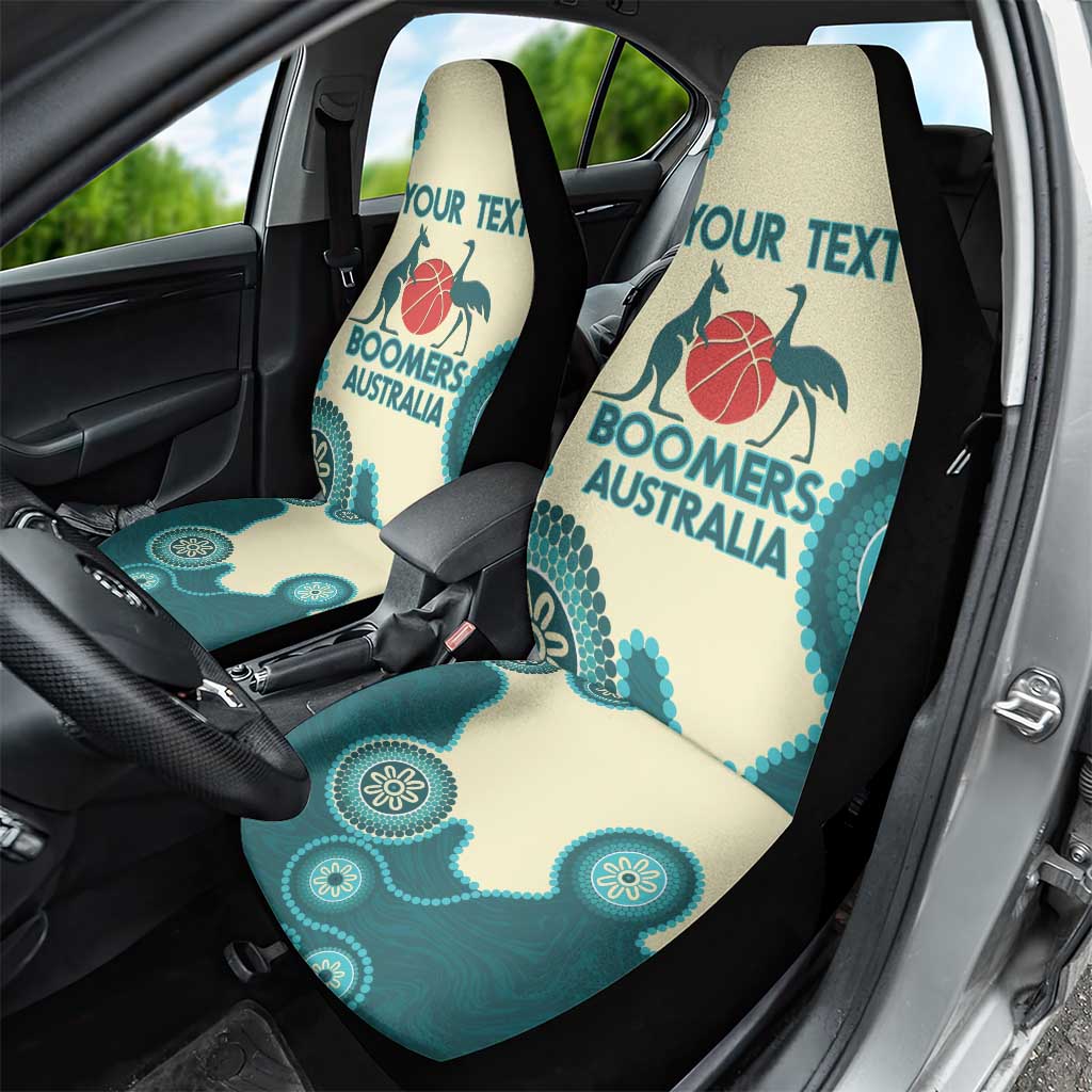 Custom Australia Boomers Car Seat Cover Aboriginal With Marble Pattern - Cyan