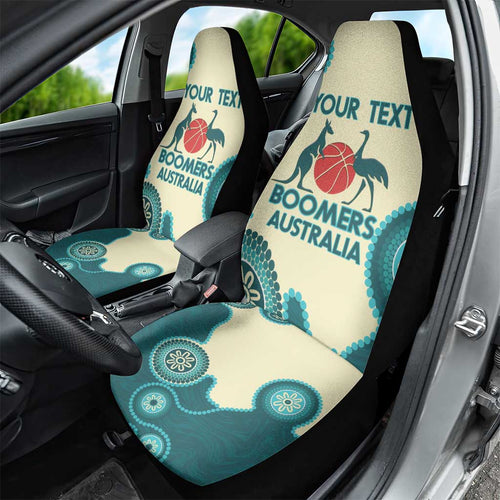 Custom Australia Boomers Car Seat Cover Aboriginal With Marble Pattern - Cyan