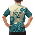 Custom Australia Boomers Family Matching Mermaid Dress and Hawaiian Shirt Aboriginal With Marble Pattern - Cyan