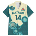 Custom Australia Boomers Family Matching Mermaid Dress and Hawaiian Shirt Aboriginal With Marble Pattern - Cyan