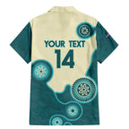 Custom Australia Boomers Family Matching Mermaid Dress and Hawaiian Shirt Aboriginal With Marble Pattern - Cyan