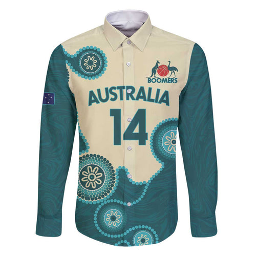 Custom Australia Boomers Family Matching Off Shoulder Short Dress and Hawaiian Shirt Aboriginal With Marble Pattern - Cyan