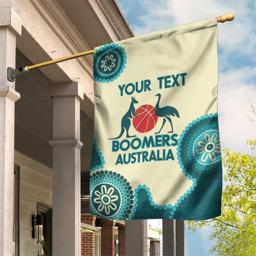 Custom Australia Boomers Garden Flag Aboriginal With Marble Pattern - Cyan